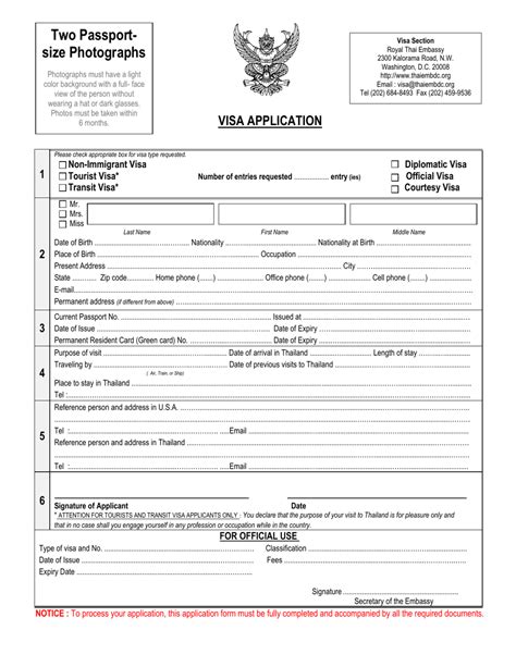 Washington Dc Thai Visa Application Form Royal Thai Embassy