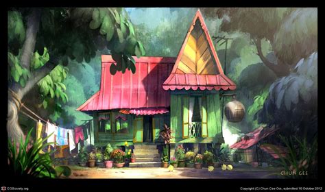 Kampung House By Chun Gee Ooi 2d Conceptual Illustration Visual