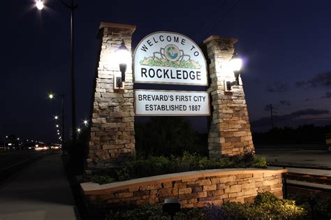 City Welcome Sign At Night City Branding Rockledge City