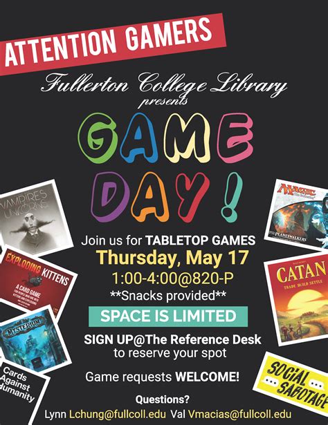Game Day At The Library 2018 Fullerton College Library