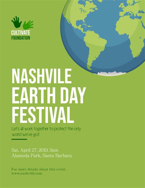 Green Earth Day Festival Flyer Template Postermywall