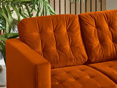 Jolene 2 Seater Orange Velvet Sofa Living Room Furniture