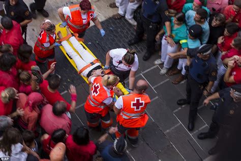 Moment Human Tower Collapses During Annual Festival In Barcelona