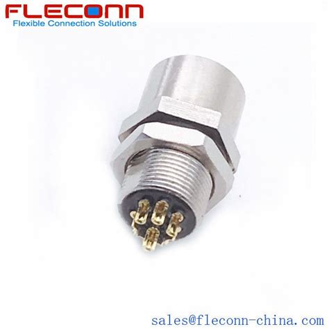 M8 8 Pole Female Panel Connector With Solder Cup Pin Connector