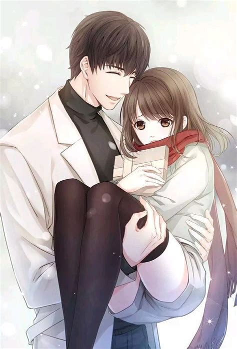 An Anime Couple Is Hugging In The Snow