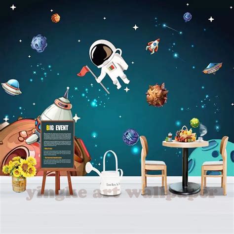Custom 3d Children Wallpaper Hand Painting Space Cosmos Wallpaper For