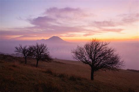 Misty Morning In Central Bohemian Highlands Czech Republic Stock Image