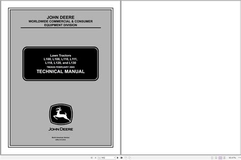 John Deere Agricultural Lawn Tractors L100 L130 Technical Manual Pdf