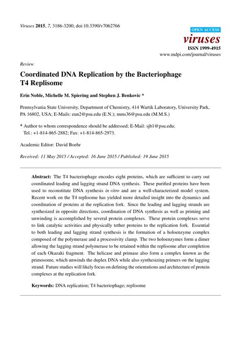 pdf coordinated dna replication by the bacteriophage t4 replisome