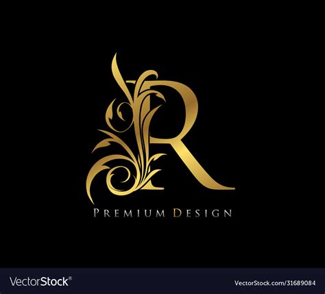 Luxury Gold Premium R Letter Graceful Style Vector Image