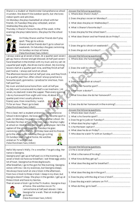 Reading Comprehension Worksheet Esl Worksheet By Jhenriquez