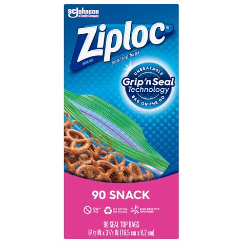 Ziploc Brand Snack Bags With Grip N Seal Technology 90 Count
