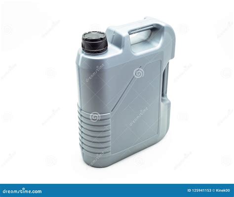 Grey Plastic Motor Oil Container With A Capacity Of Five Liters