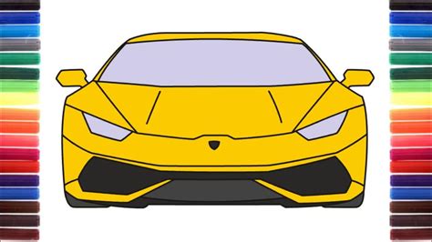 How To Draw A Car Lamborghini Huracan Front View Step By Step Youtube