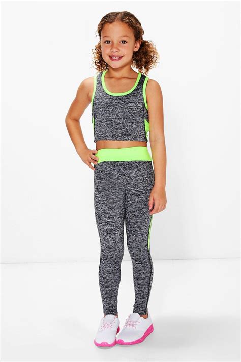 boohoo womens girls sports crop top and legging sports set ebay