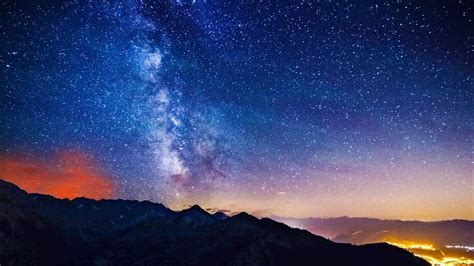 Mountain Night Sky Milky Way Stars Scenery Landscape 4k 4756