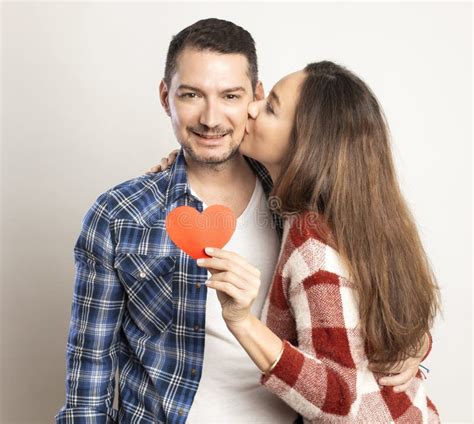 Pretty Loving Couple Celebrating Valentine`s Day Stock Image Image Of
