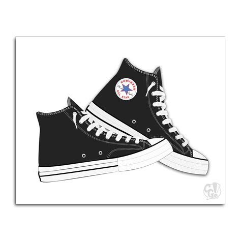 Black Converse Shoes Graphic Illustration Print Iconic