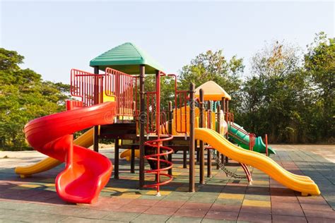 Children Playground In Park Stock Image Image Of Railing Blue 23093241