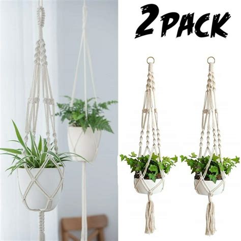 2 Pack Macrame Plant Hangers Indoor Hanging Planter Basket
