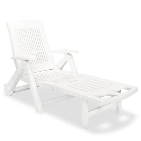 Vidaxl chaise longue pliable plastique blanc terrasse jardin patio extérieur. Chaise longue avec repose-pied Plastique Blanc - Achat ...