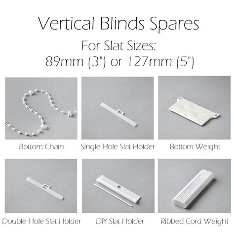 Vertical Blind Spares 89 Or 127mm Bottom Weight Slat Hanger Chain