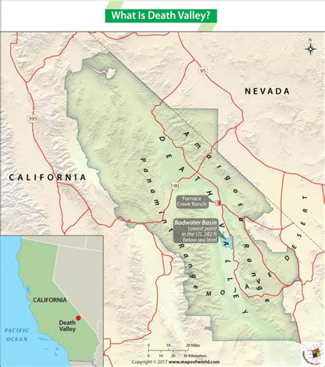 Map Of Death Valley Which Is A National Park In California Usa Answers