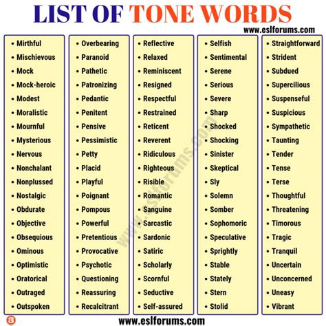 What Are Tone Words List Of 300 Useful Words To Describe Tone Esl