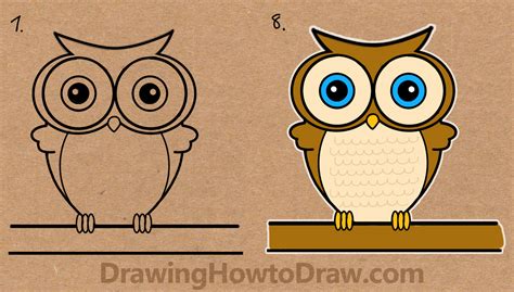 How To Draw A Cartoon Owl From Word Owl Drawing Tutorial For Kids How