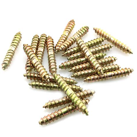 Pscco 20pcs Dowel Screw Double Ended Wood Woodworking Furniture