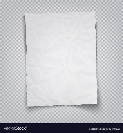 White Crumpled Sheet Paper On A Transparent Vector Image