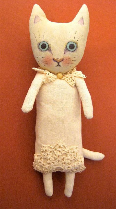 Cat Art Doll Linen Dress Hand Painted Linen Fabric Etsy Cat Doll Art Dolls Handmade Art Dolls