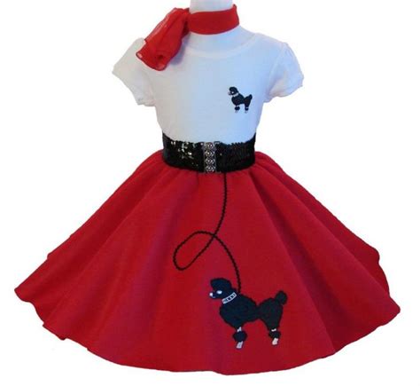 3 Pc 50s Poodle Skirt Outfit For Child 4 5 6 7 8 Choose Sizecolor