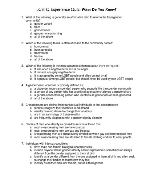 Lgbt Term Quiz Pdf Gender Identity Lgbt