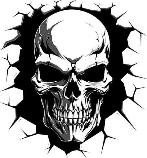 Premium Vector Haunting Hollow Cracked Wall Skull Icon Design Cryptic