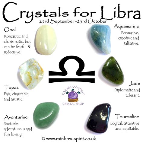 Crystal set of birthstones for October and the zodiac star sign Libra