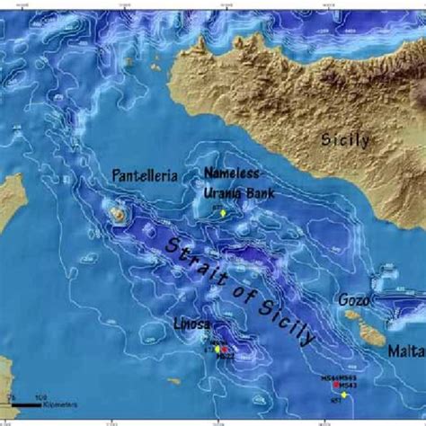 Map Of The Strait Of Sicily Showing The Location Of The Marcos Stations