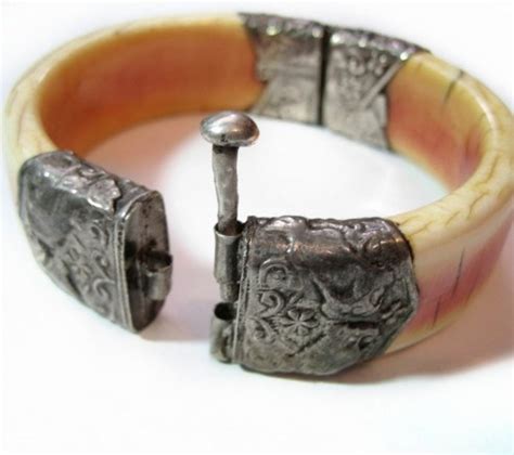 Hinged Bangle Bracelet Pre Ban Ivory Antique Vintage Etsy