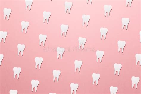 Dentist Day Concept Trendy Pattern Made With White Tooths On Bright