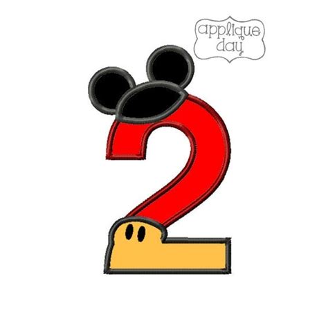Mickey Mouse 2 Year Old Birthday Digital Applique By Appliqueday