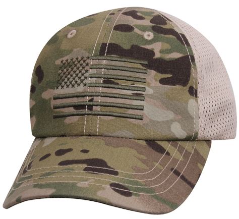 Mens Multicam Camouflage Mesh Back Usa American Flag Baseball Cap Hat