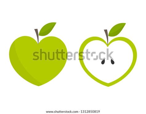 Green Heart Shaped Apple Icons Vector Stock Vector Royalty Free