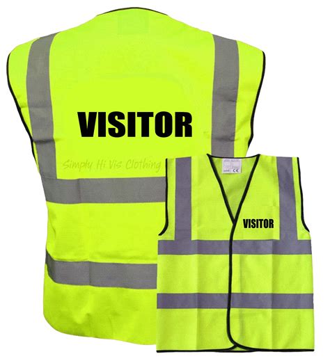 Visitor Pre Printed Hi Vis Safety Vest Hi Viz Waistcoat En Iso 20471 Yellow Simply Hi Vis