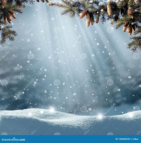 Beautiful Winter Landscape With Snow Covered Treeschristmas Background