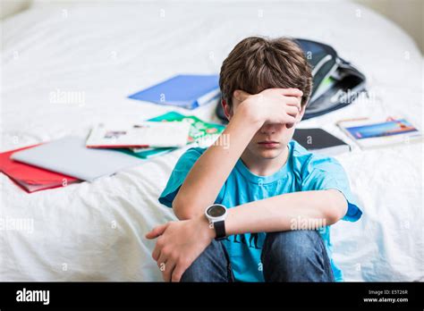 Depressed Teenage Boy Stock Photo Alamy