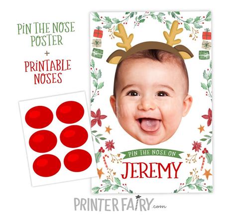 Pin The Nose Game Reindeer Birthday Party Christmas Party Etsy