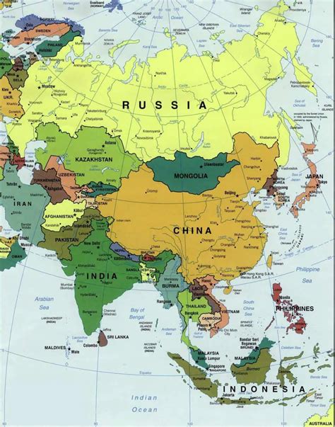 Asya Kıtası Siyasi Haritası