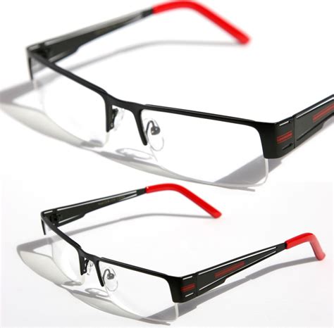 rectangular half rimless metal sun glasses optical rx eyeglasses clear lens1230 ebay