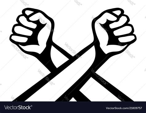 Two Crossed Hands With Fists Royalty Free Vector Image