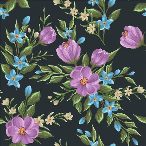 Beautiful Retro Flower Seamless Pattern Painting By Freedesignfile